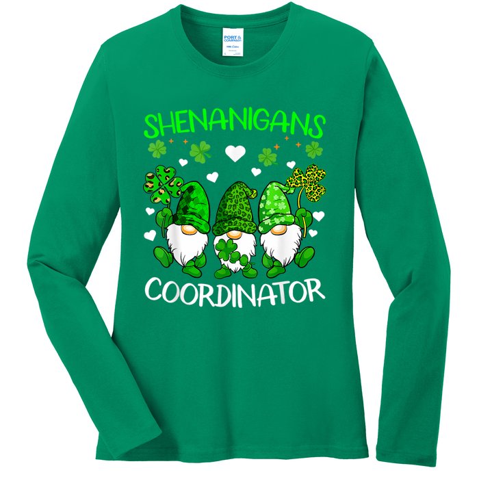 Shenanigans Coordinator St Patricks Day Green Gnomes Lovers Ladies Long Sleeve Shirt