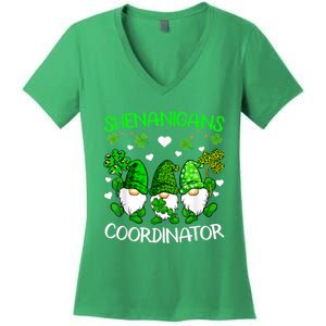 Shenanigans Coordinator St Patricks Day Green Gnomes Lovers Women's V-Neck T-Shirt