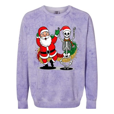 Santa Claus & Skeleton Christmas Colorblast Crewneck Sweatshirt