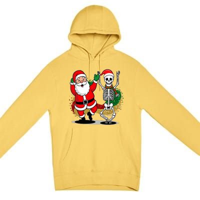 Santa Claus & Skeleton Christmas Premium Pullover Hoodie