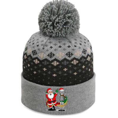 Santa Claus & Skeleton Christmas The Baniff Cuffed Pom Beanie