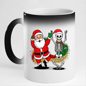 Santa Claus & Skeleton Christmas 11oz Black Color Changing Mug