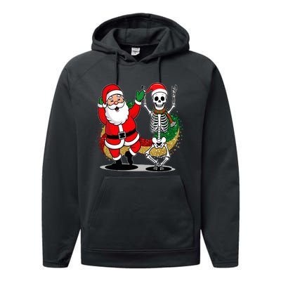 Santa Claus & Skeleton Christmas Performance Fleece Hoodie