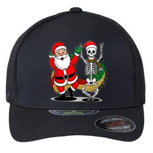 Santa Claus & Skeleton Christmas Flexfit Unipanel Trucker Cap