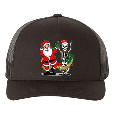 Santa Claus & Skeleton Christmas Yupoong Adult 5-Panel Trucker Hat