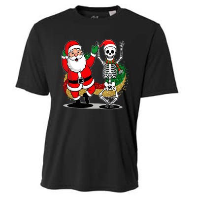 Santa Claus & Skeleton Christmas Cooling Performance Crew T-Shirt