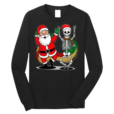 Santa Claus & Skeleton Christmas Long Sleeve Shirt