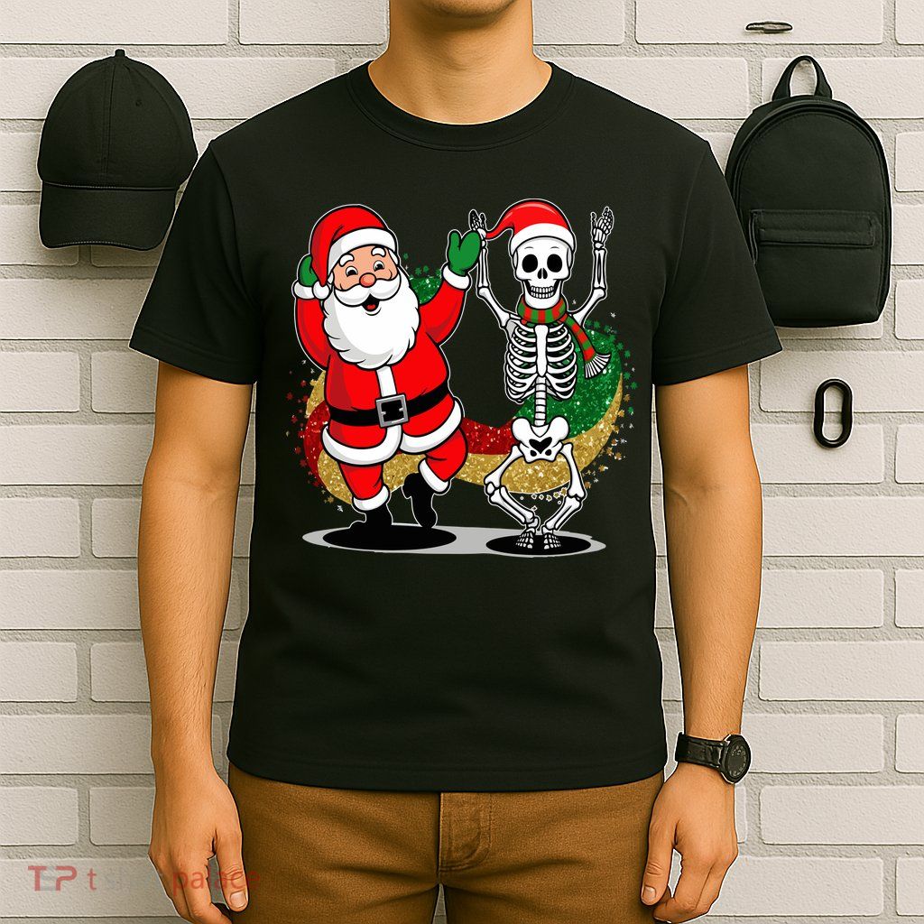 Santa Claus & Skeleton Christmas T-Shirt