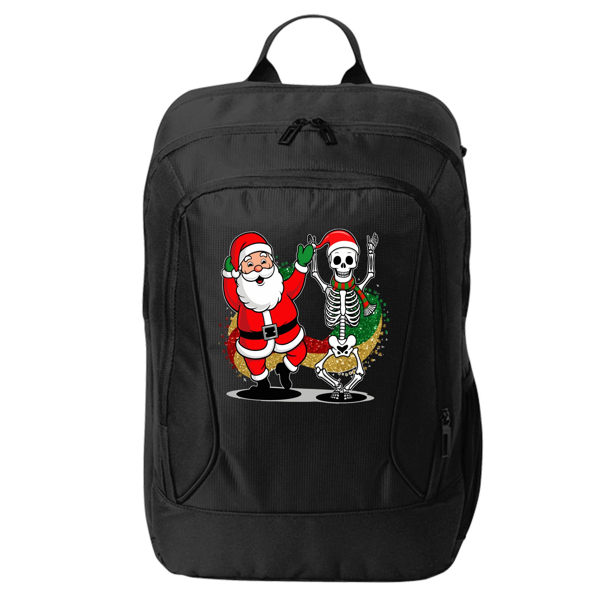 Santa Claus & Skeleton Christmas City Backpack