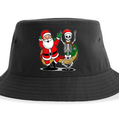 Santa Claus & Skeleton Christmas Sustainable Bucket Hat