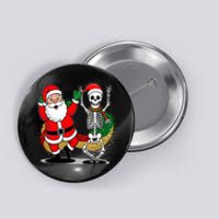 Santa Claus & Skeleton Christmas Button