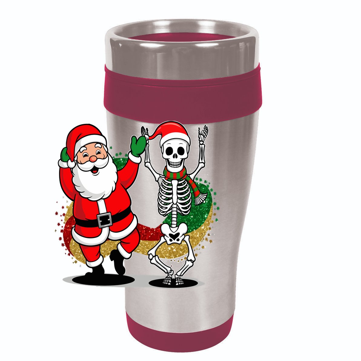 Santa Claus & Skeleton Christmas 15oz Campfire Ceramic Mug