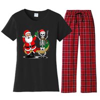 Santa Claus & Skeleton Christmas Women's Flannel Pajama Set