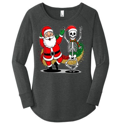 Santa Claus & Skeleton Christmas Women's Perfect Tri Tunic Long Sleeve Shirt