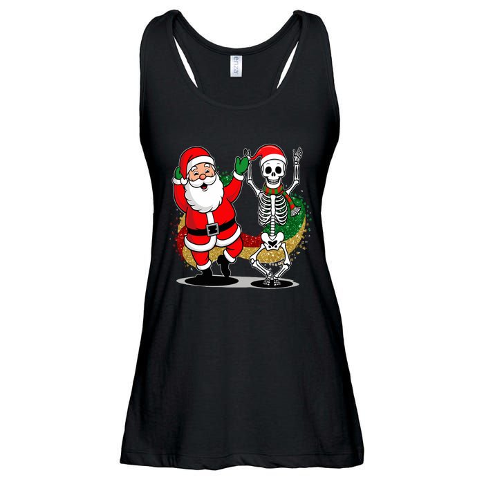 Santa Claus & Skeleton Christmas Ladies Essential Flowy Tank