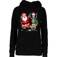 Santa Claus & Skeleton Christmas Womens Funnel Neck Pullover Hood