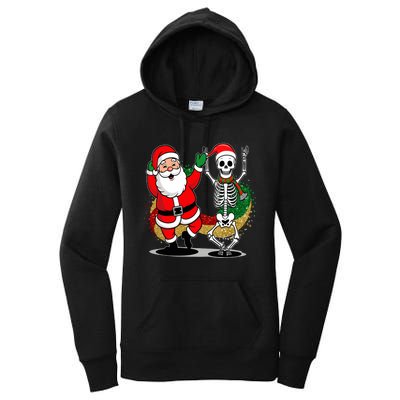 Santa Claus & Skeleton Christmas Women's Pullover Hoodie