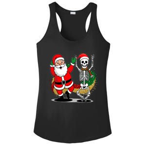 Santa Claus & Skeleton Christmas Ladies PosiCharge Competitor Racerback Tank