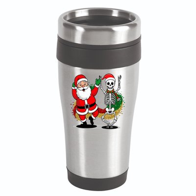 Santa Claus & Skeleton Christmas 16oz Travel Tumbler