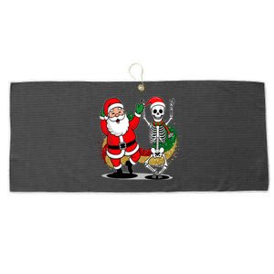 Santa Claus & Skeleton Christmas Large Microfiber Waffle Golf Towel