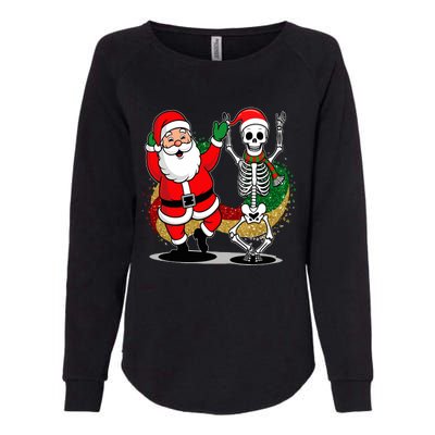 Santa Claus & Skeleton Christmas Womens California Wash Sweatshirt