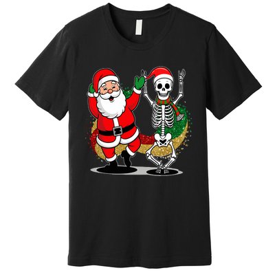 Santa Claus & Skeleton Christmas Premium T-Shirt