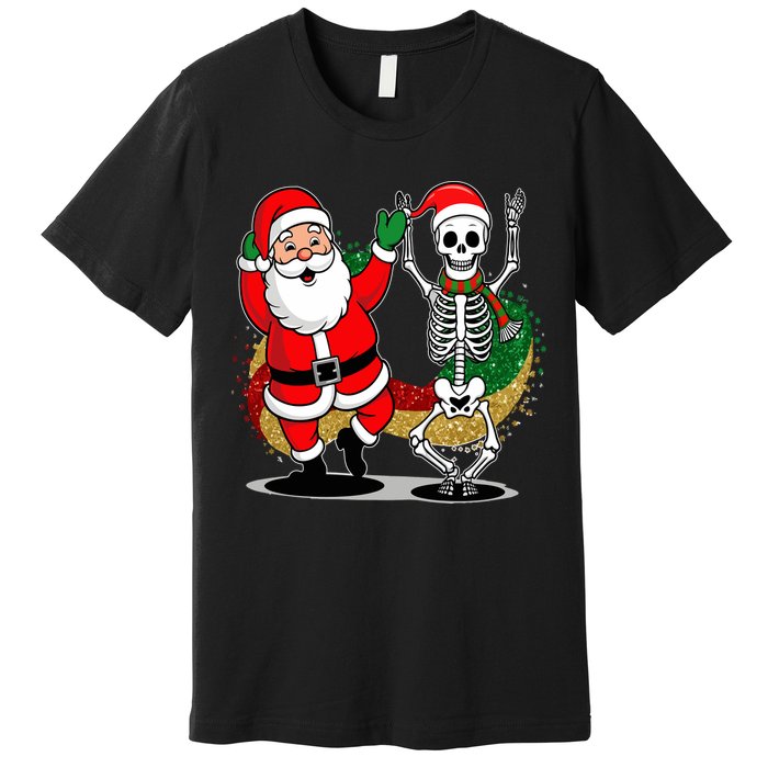 Santa Claus & Skeleton Christmas Premium T-Shirt
