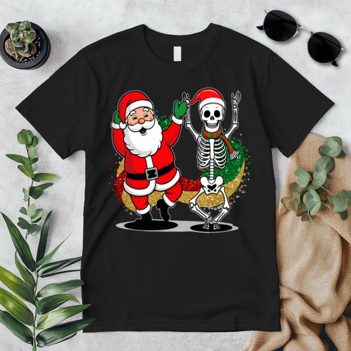 Santa Claus & Skeleton Christmas Premium T-Shirt
