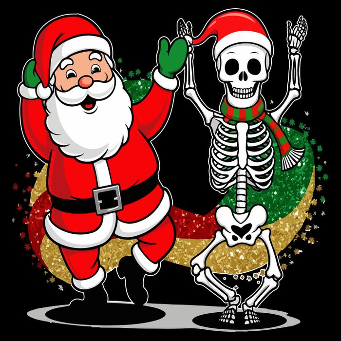 Santa Claus & Skeleton Christmas Premium T-Shirt