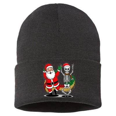 Santa Claus & Skeleton Christmas Sustainable Knit Beanie