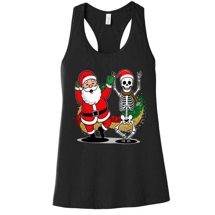 Santa Claus & Skeleton Christmas Women's Racerback Tank