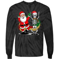 Santa Claus & Skeleton Christmas Tie-Dye Long Sleeve Shirt