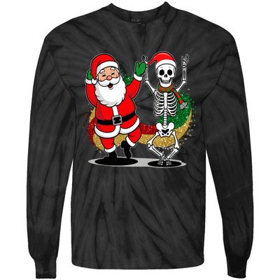 Santa Claus & Skeleton Christmas Tie-Dye Long Sleeve Shirt