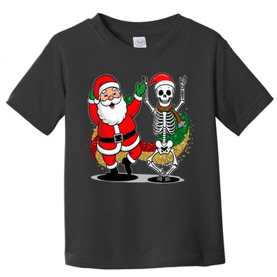 Santa Claus & Skeleton Christmas Toddler T-Shirt