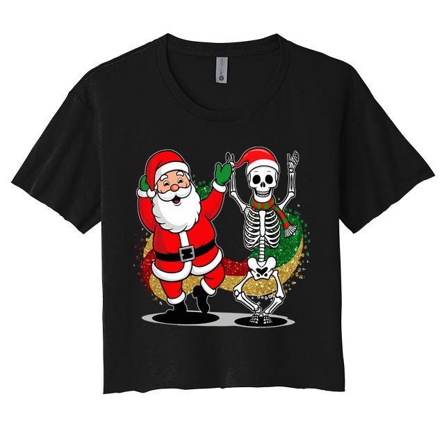 Santa Claus & Skeleton Christmas Crop Top