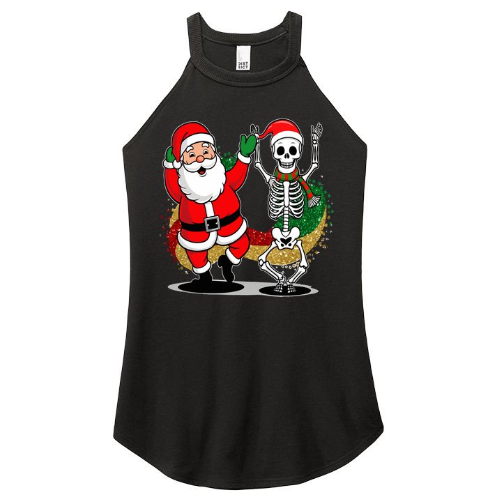 Santa Claus & Skeleton Christmas Women's Perfect Tri Rocker Tank