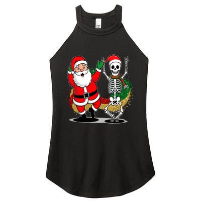 Santa Claus & Skeleton Christmas Women's Perfect Tri Rocker Tank