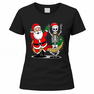 Santa Claus & Skeleton Christmas Women's T-Shirt