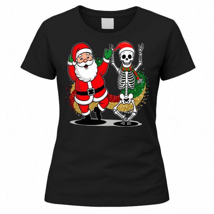 Santa Claus & Skeleton Christmas Women's T-Shirt