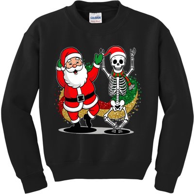 Santa Claus & Skeleton Christmas Kids Sweatshirt