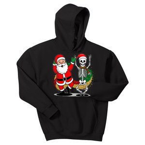 Santa Claus & Skeleton Christmas Kids Hoodie