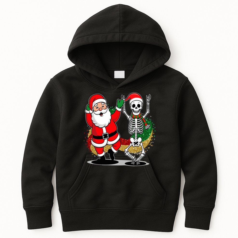 Santa Claus & Skeleton Christmas Kids Hoodie
