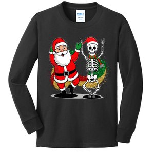 Santa Claus & Skeleton Christmas Kids Long Sleeve Shirt