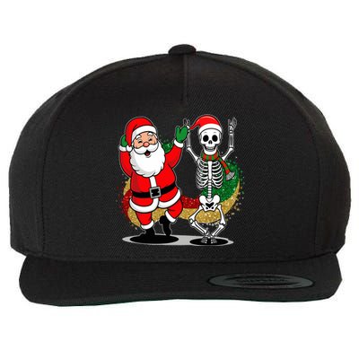 Santa Claus & Skeleton Christmas Wool Snapback Cap