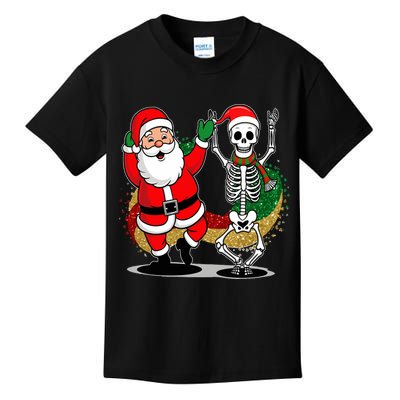 Santa Claus & Skeleton Christmas Kids T-Shirt