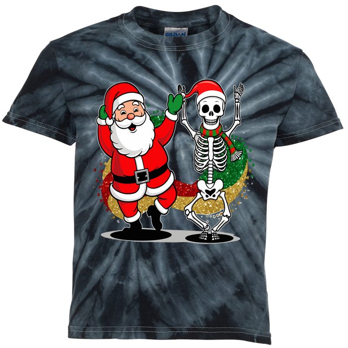 Santa Claus & Skeleton Christmas Kids Tie-Dye T-Shirt