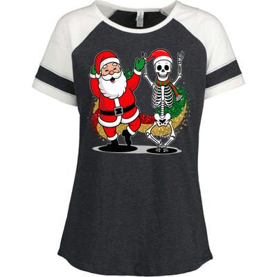 Santa Claus & Skeleton Christmas Enza Ladies Jersey Colorblock Tee