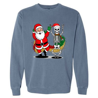 Santa Claus & Skeleton Christmas Garment-Dyed Sweatshirt