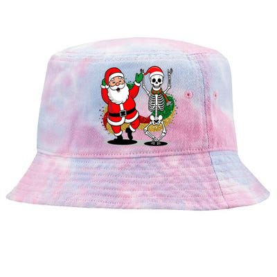 Santa Claus & Skeleton Christmas Tie-Dyed Bucket Hat