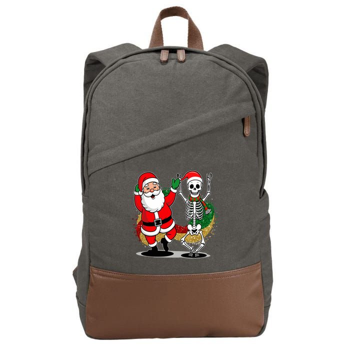 Santa Claus & Skeleton Christmas Cotton Canvas Backpack
